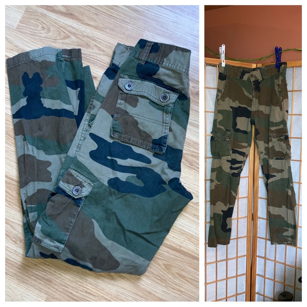 Outback Rider Camo Cargo Cotton Pants Green Brown Black 30x32